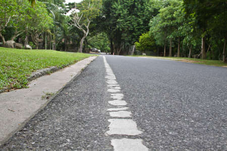 Asphalt road texture with left white stripeの写真素材