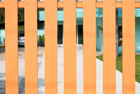 wooden fence with blur background.の写真素材