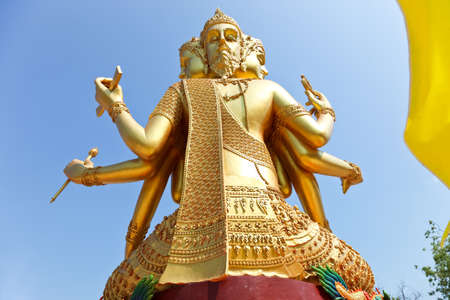 Samaesan ,Sattaheep, Chonburi, THAILAND - March 1, 2015:largest brahma statue against blue sky at Wat Samaesan.のeditorial素材