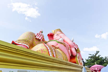:Ganesha statue the Hindu god that whose head is an elephant head at Wat Saman Rattanaram. He is a god of knowledge and success.のeditorial素材