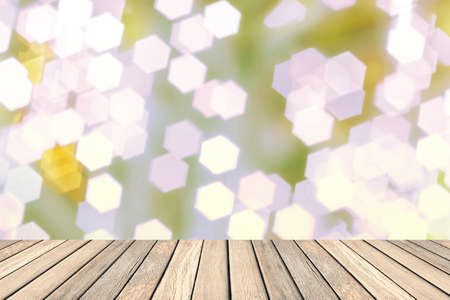 Wood decking with bokeh for background usage.