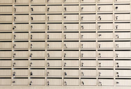 row of metal lockers with keys for safekeeping of valuables
