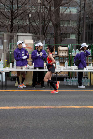 NAGOYA, JAPAN - MARCH 13, 2016: Nagoya Women's Marathon 2016. Women's running in the downtown....