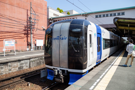 Nagoya, JAPAN - MAY 4, 2016: Meitetsu Airport Rapid Limited Express Mu-SKY on Inuyama Line in Japan.