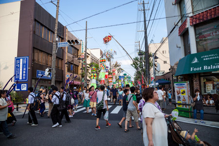 Aichi, JAPAN - August 6, 2016: Anjo Tanabata festival.,Anjo Tanabata Festival celebrations in Aichi on August 6th 2016.のeditorial素材