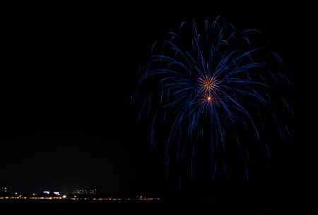 Colorful fireworks of various colors over night skyの写真素材