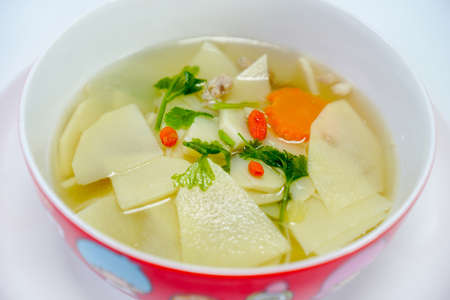 Thai Food,Sweet Bamboo Shoot boiled with pork bones Soup.の写真素材