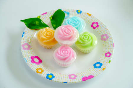 Colorful Coconut jelly Thai dessert,Milk jelly.