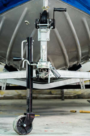 Aluminum boat head,Aluminum plated boat trailer hitch isolated