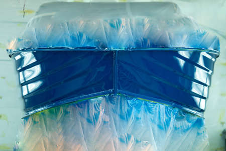 Boat at a service center for painting and repairの写真素材
