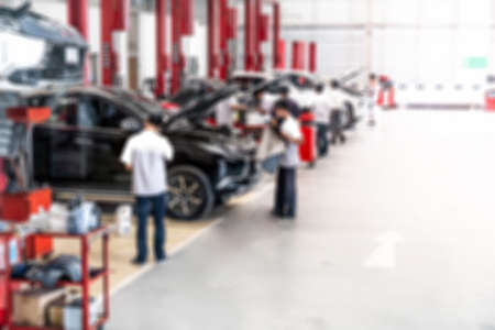 car repair maintenance service center blurred backgroundの写真素材