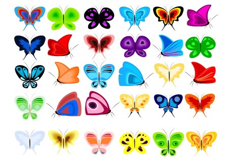 A set of colorful butterflies in the illustrationのイラスト素材