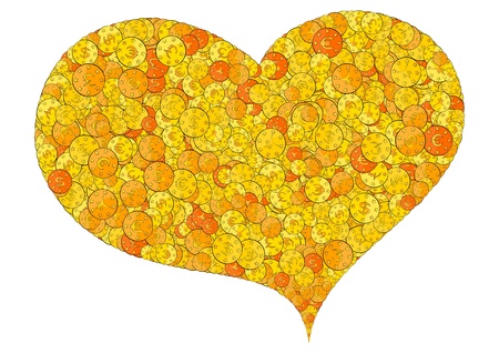 Picture hearts from coins  euro, dollar, pound, yenのイラスト素材