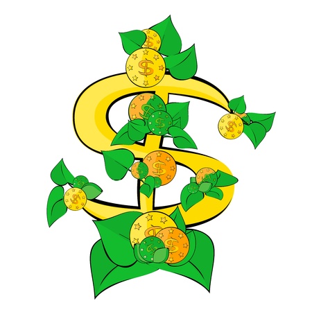 A illustration image where the dollar coins growのイラスト素材