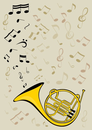 French horn and notesのイラスト素材