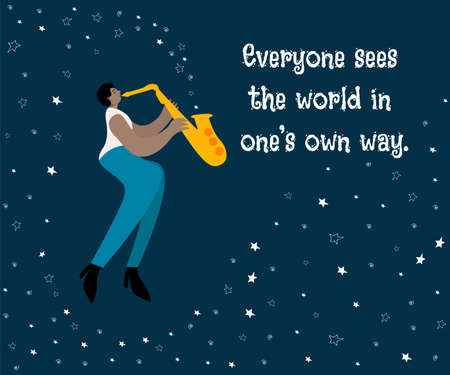 World jazz day celebration with wonan playing saxophone illustrationのイラスト素材