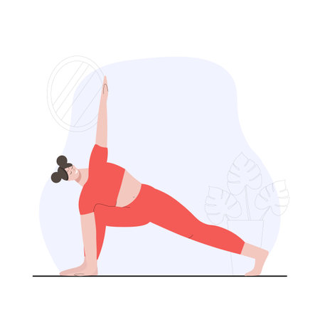 Sportive young woman doing yoga and fitness exercises. Healthy lifestyle. Woman demonstrating yoga positions.のイラスト素材