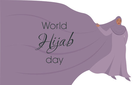 1 february vector illustration Happy World Hijab Woman Day Concept.のイラスト素材