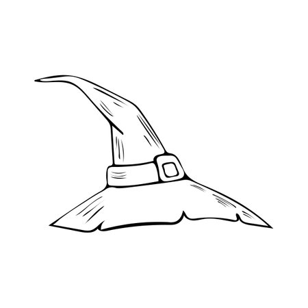 Vector illustration of a hand-drawn witch hat in doodle styleのイラスト素材