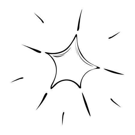 Vector illustration of a hand-drawn star with rays of light.のイラスト素材