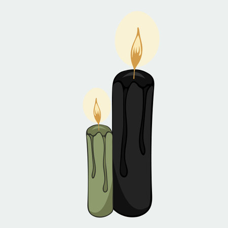 Vector illustration hand-drawn two candles with burning plaenのイラスト素材