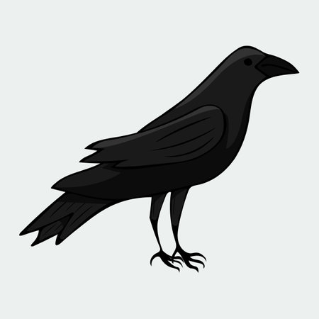 Hand-drawn black raven on a light background vector illustrationのイラスト素材