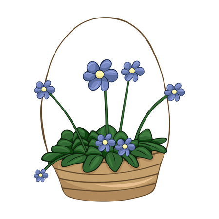 Hand drawn cute summer illustration of growing pinguicula in pot. Flat vector home plant Isolated on white background.のイラスト素材
