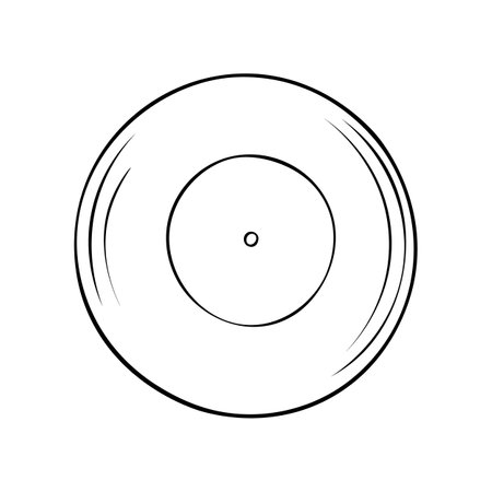 Hand drawn doodle Vector illustration of an old record for a turntableのイラスト素材