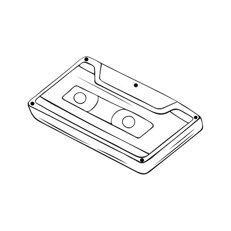 Hand drawn Cassette tape on a white background. Vector illustration.のイラスト素材
