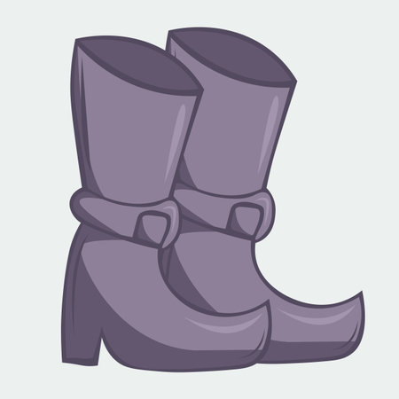 Vector illustration of hand-drawn purple witch boots.のイラスト素材