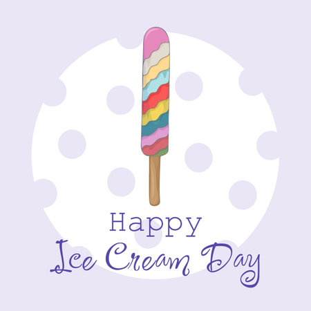 Happy National Ice Cream Day card. Vector illustration of hand-made fruit ice. Vector illustration for ice cream dayのイラスト素材