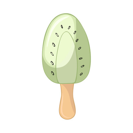 Happy National Ice Cream Day card. Hand-drawn kiwi on a stick.のイラスト素材