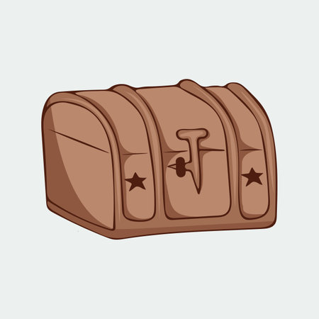 Vector illustration hand-drawn wooden chest with starsのイラスト素材