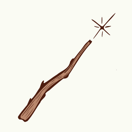 Hand drawn wooden half-herb stick Vector illustrationのイラスト素材