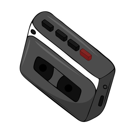 Icons of retro music player isolated on white background. Tape recorders, radios and cassette recorderのイラスト素材