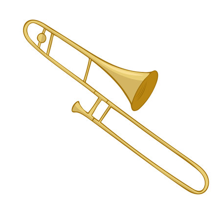 Hand drawn Gold trombone vector on white background.のイラスト素材