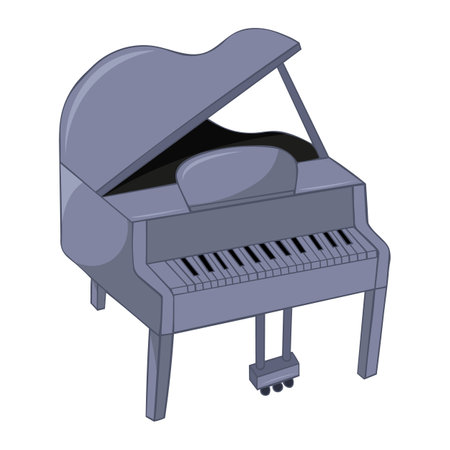 Piano, grand piano. Music, pianist. Musical instrument. Modern vector flat design image isolated on white background.のイラスト素材