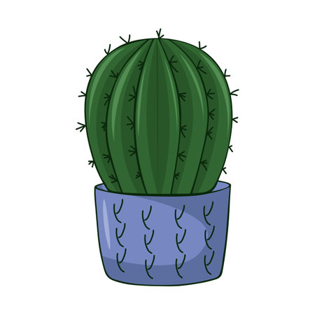 Home plant cactus in pot on a white background vector illustration.のイラスト素材