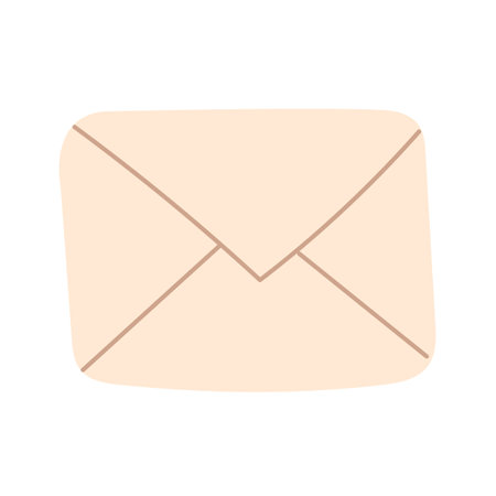Beige envelope on a white background in cartoon styleのイラスト素材