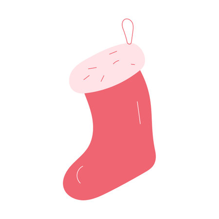 Christmas sock. Holiday Santa Claus winter sock for gifts. Vector illustrationのイラスト素材