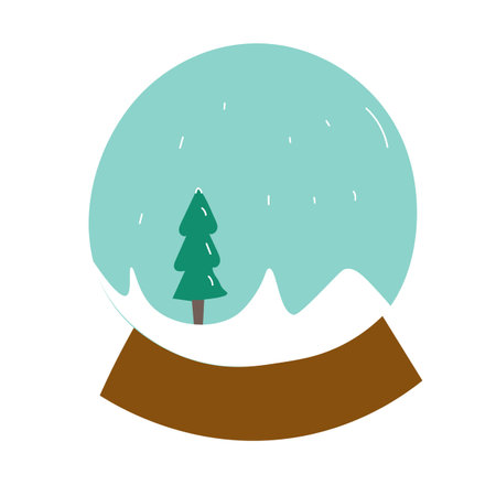 Bright illustration of cute handdrawn snow globe.のイラスト素材