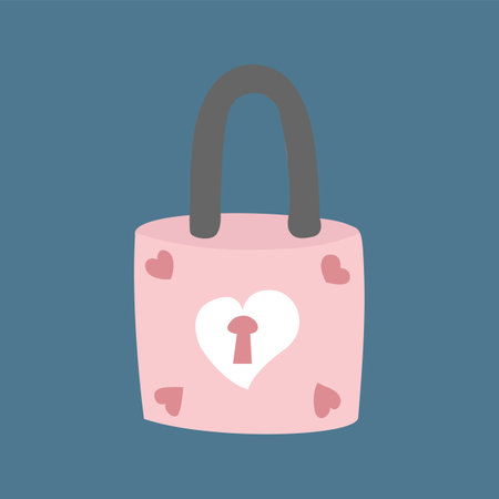 Love moments lock key. Pink padlock with hearts. Vector illustration.のイラスト素材