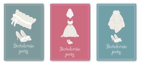 3 Set Bridal Shower invitation templateのイラスト素材