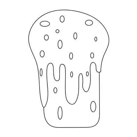 Easter cake isolated on a white background. Doodle vector illustration. Linear sketchのイラスト素材
