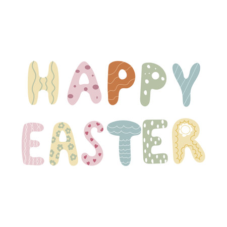 Inscription of Happy Easter. Vector illustration.のイラスト素材