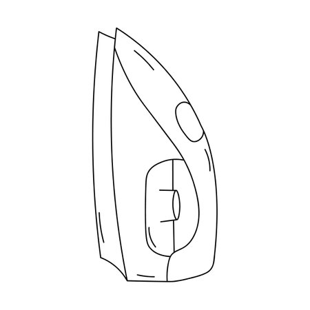 Electric iron for clothes. Press iron, house equipment, side view. Flat graphic vector illustration isolated on white background.のイラスト素材