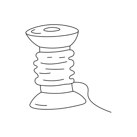 illustration of doodle spool with threads on whiteのイラスト素材