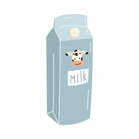 Blue tretra milk carton on white background vector illustration.のイラスト素材