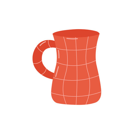 Orange mug with square pattern. Mug on white background.のイラスト素材