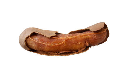 Tamarind - Sweet ripe tamarind with isolated on a white background.  Fresh sweet ripe tamarind with healthy fruit. Selective focus and toned image. Tamarind - Sweet as fruits as famous in Phetchabun province, Thailand.の写真素材